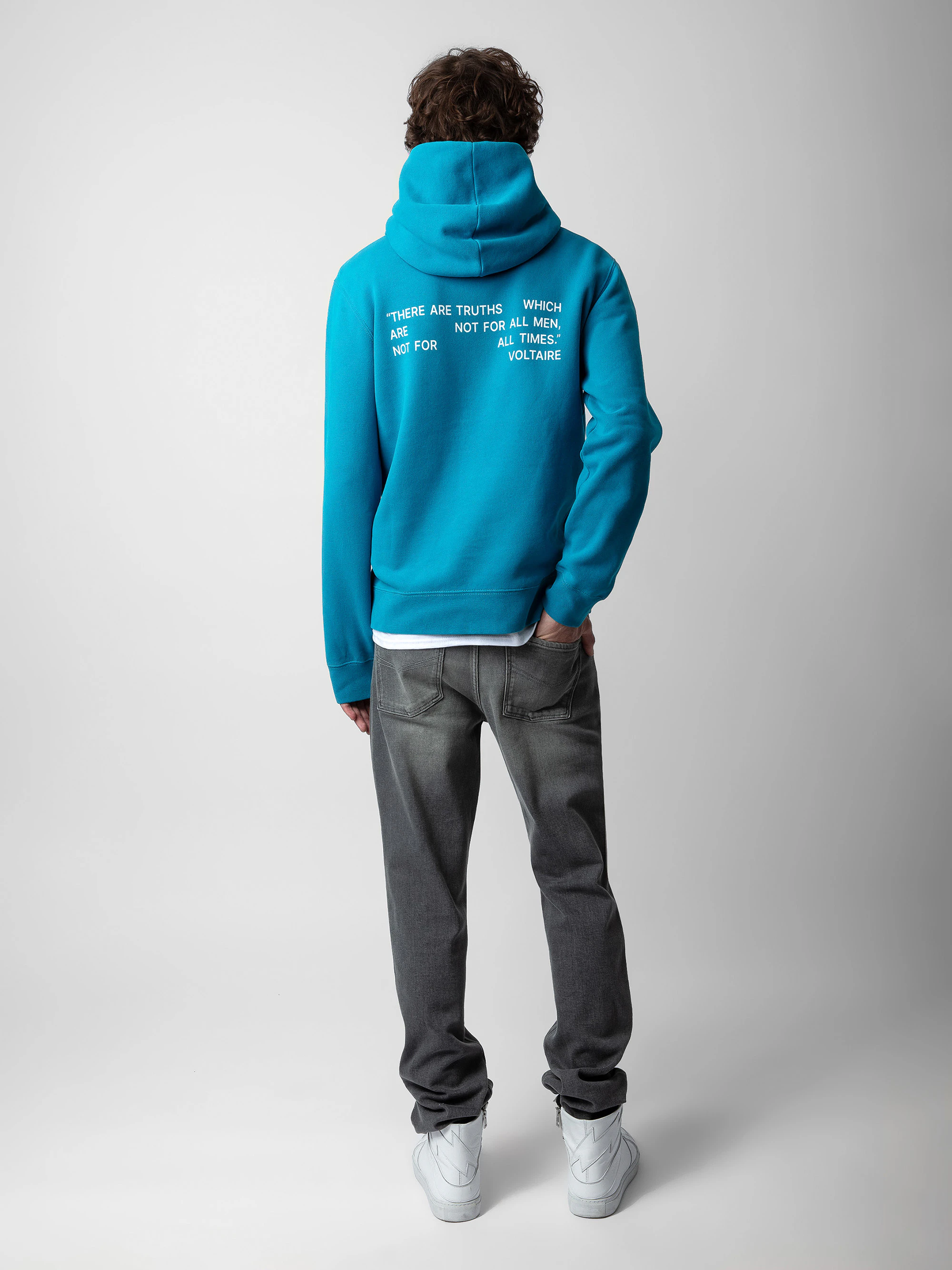 Sanchi Photoprint Sweatshirt- Duck Teal Blue Hooded Sweatshirt