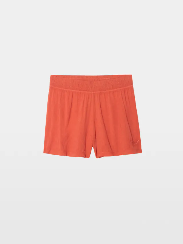 Paxa Orange Cotton Gauze Shorts