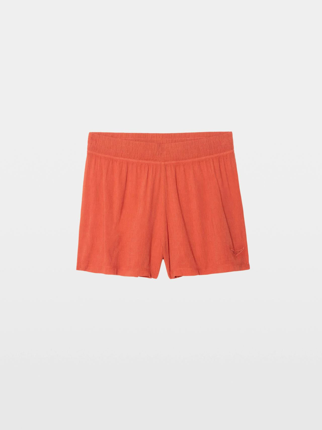 Paxa Orange Cotton Gauze Shorts