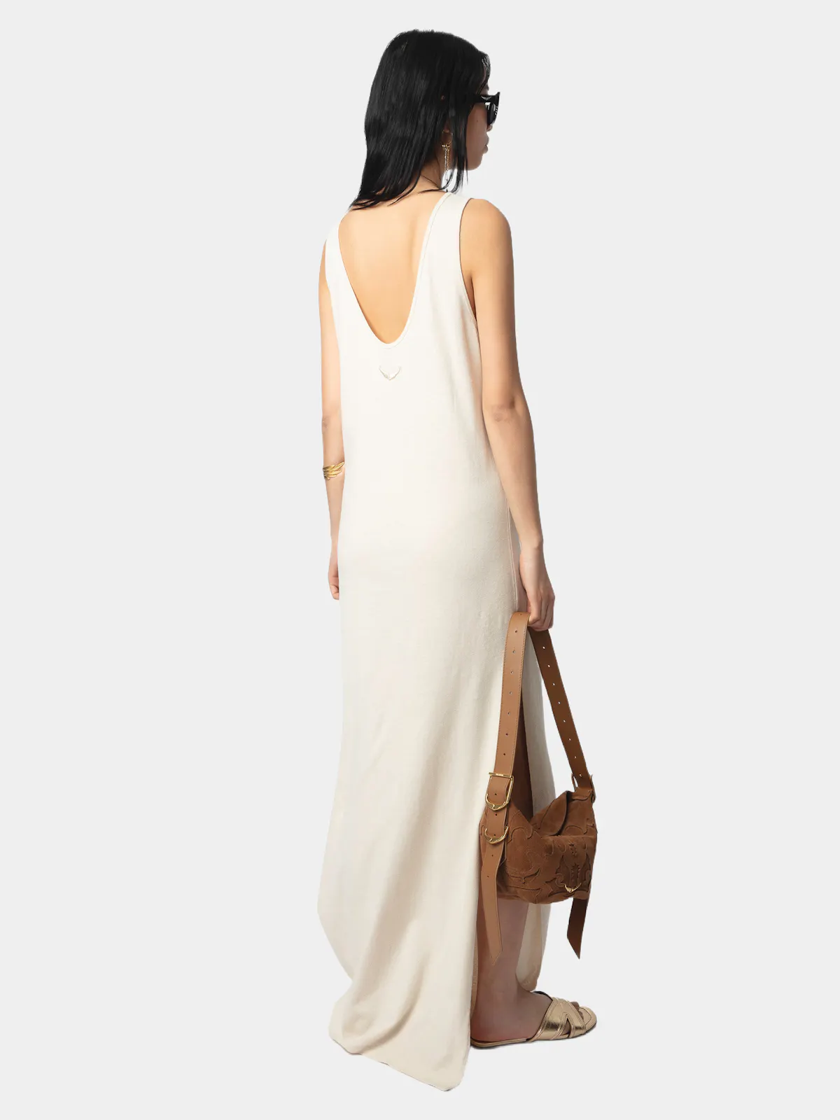 Deva Long Dress in Ecru Cotton and Linen | Zadig&Voltaire Deva Long Dress in Ecru Cotton and Linen | Zadig&Voltaire