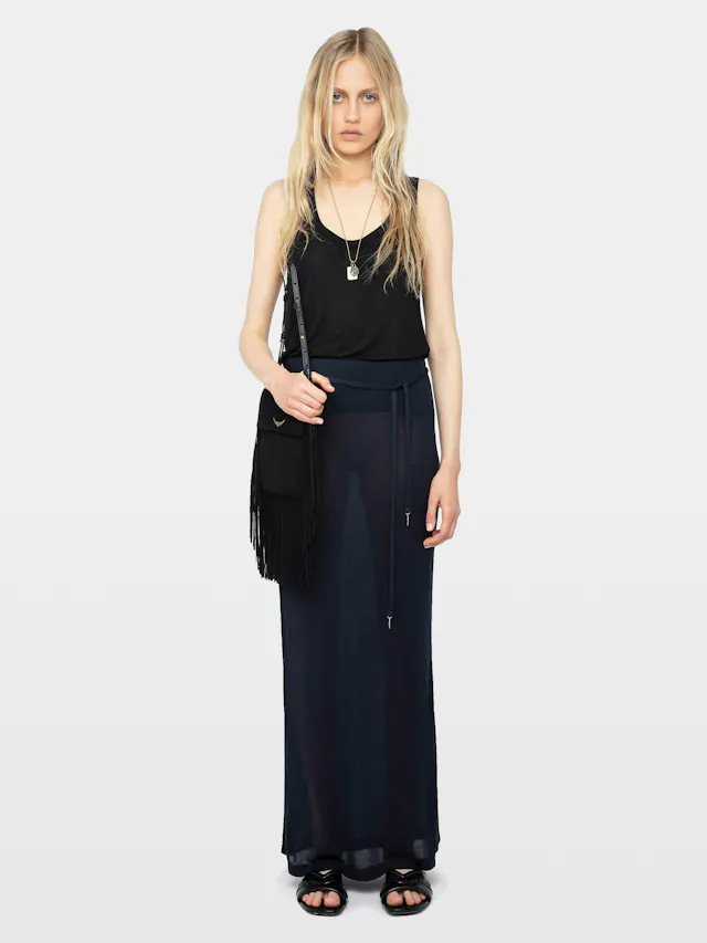 Giada Asymmetric Long Slit Skirt