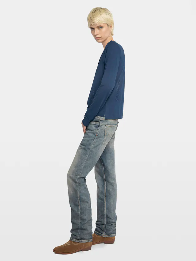 Henley Collar Button T-Shirt