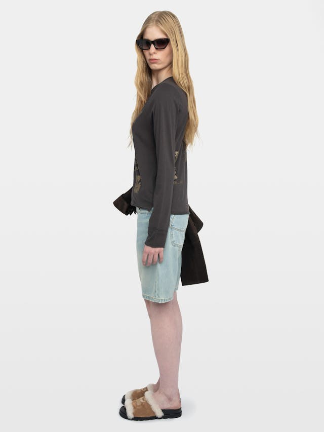 Henley Collar Button T-Shirt