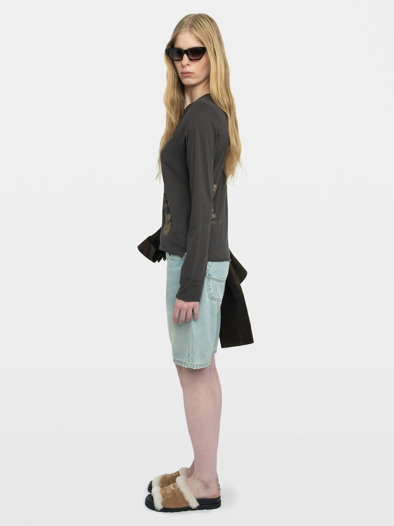 Henley Collar Button T-Shirt