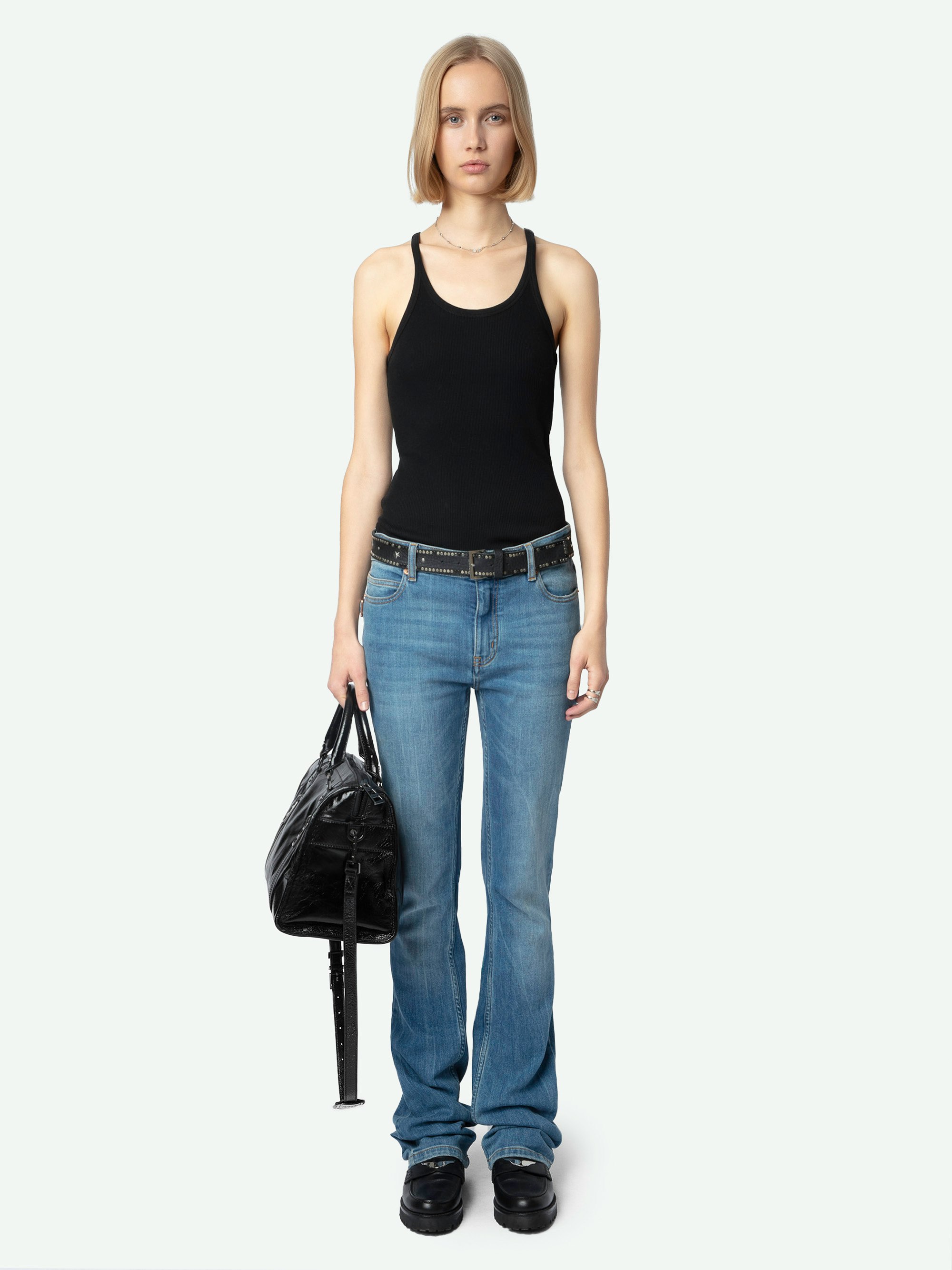 Alba Black Cotton Slim Tank Top | Zadig&Voltaire | Zadig&Voltaire