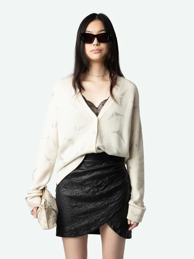 Mirka Diamanté Wings Cashmere Cardigan