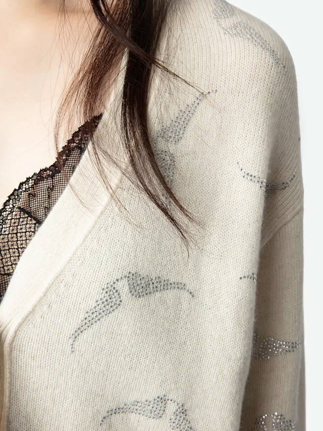 Mirka Diamanté Wings Cashmere Cardigan