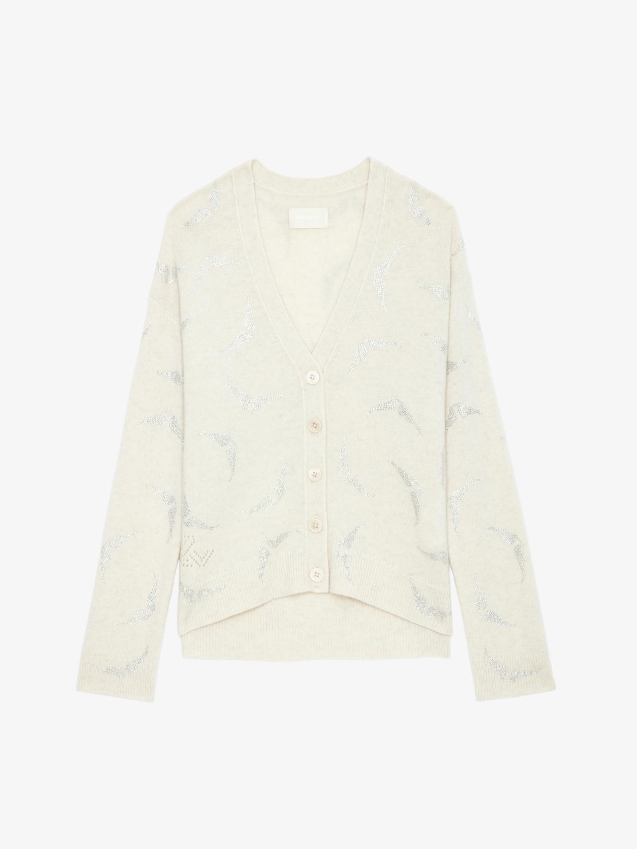 Mirka Diamanté Wings Cashmere Cardigan