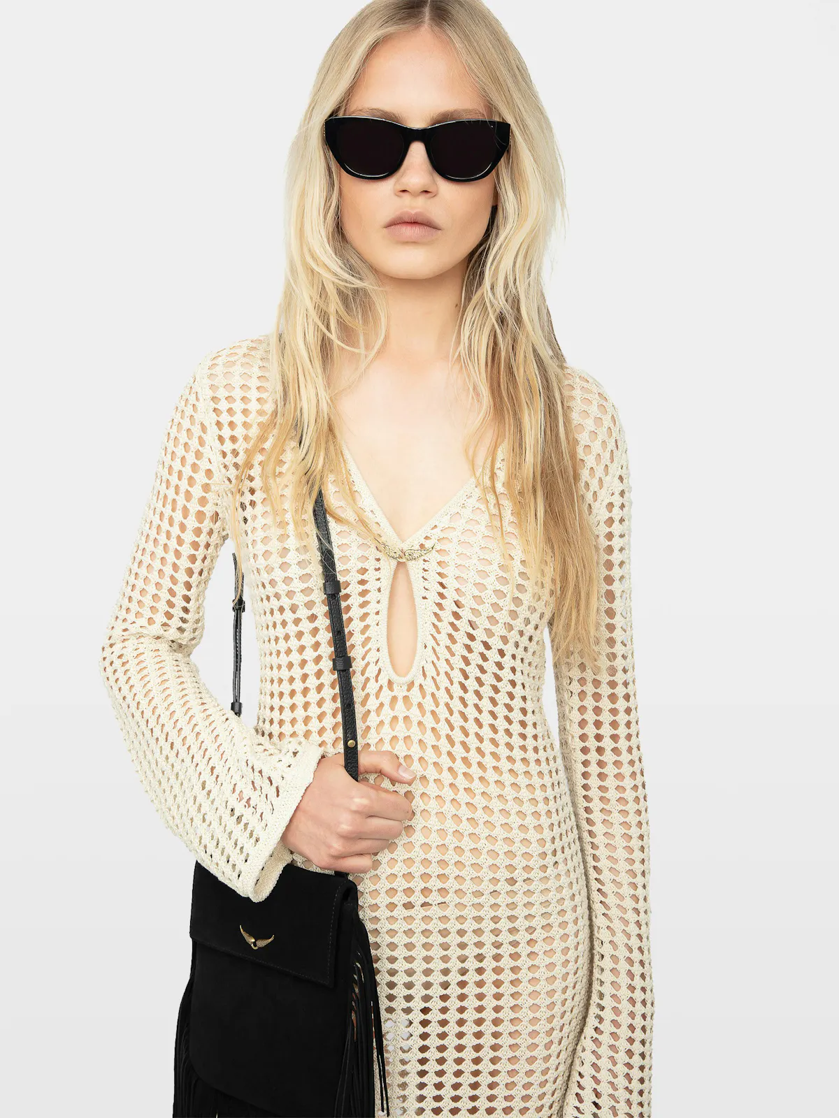 zadig and voltaire crochet dress Zadig & Voltaire Memphis Pointelle Maxi Cotton Dress
