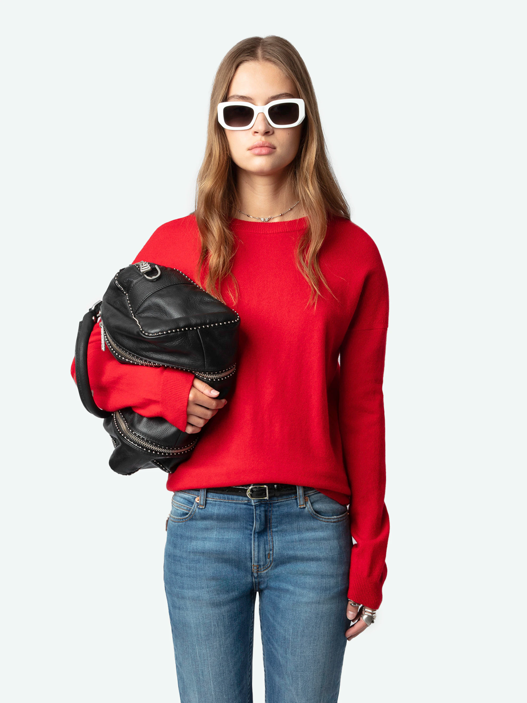sin Smith RED EAR ドライバーズニット 刺繍 Cici Patch Cashmere Sweater sweater red women | Zadig&Voltaire