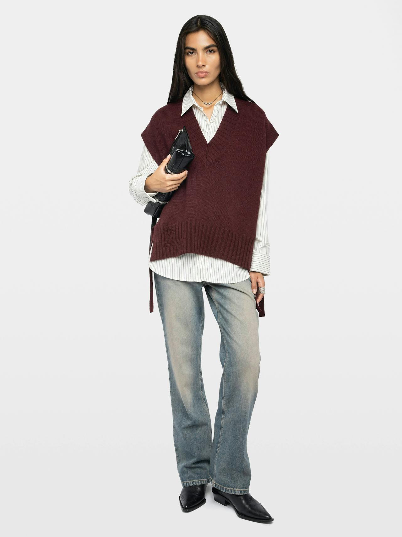 Maddy Sleeveless V Neck Sweater