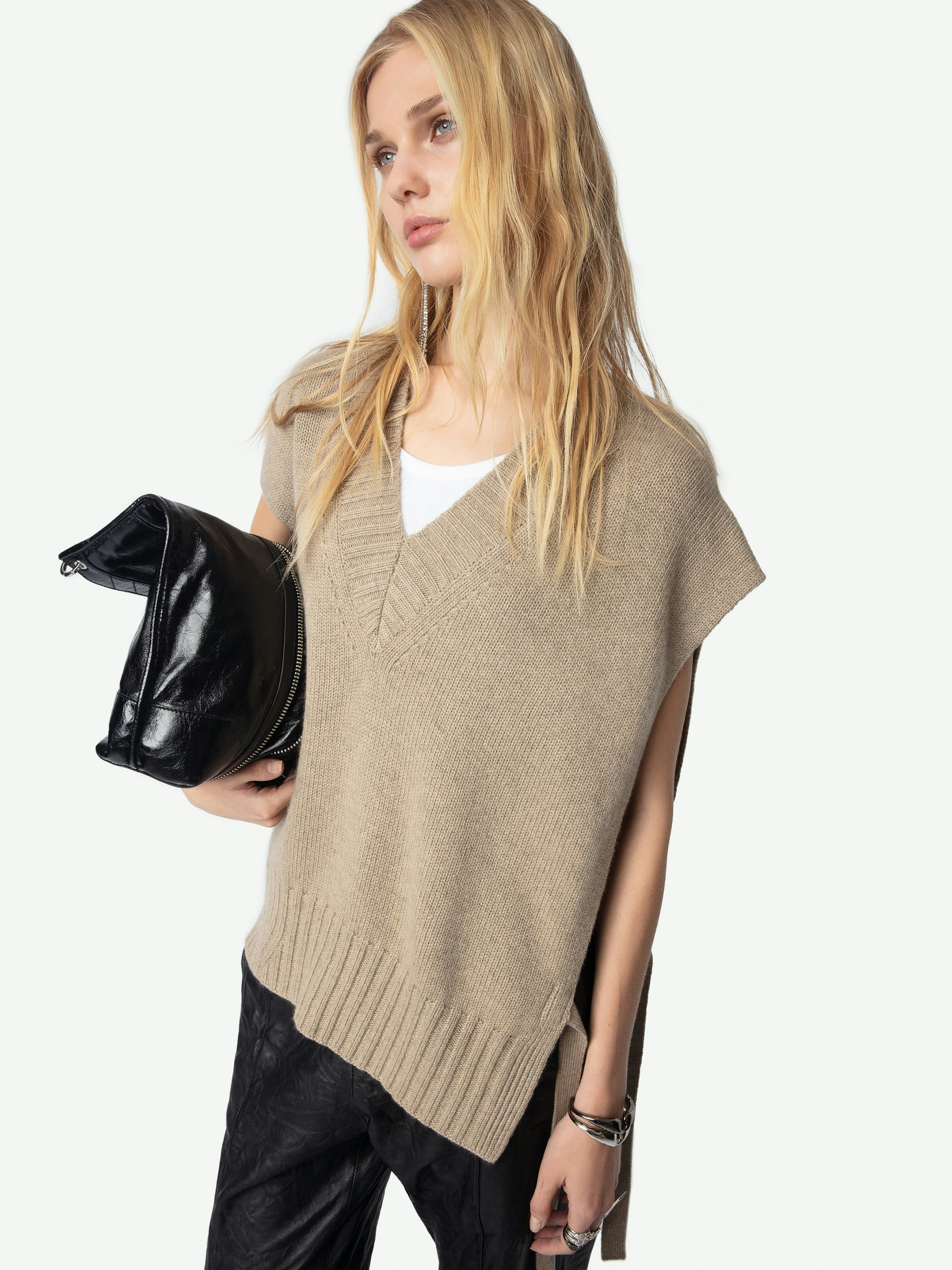Maddy Sleeveless V Neck Sweater