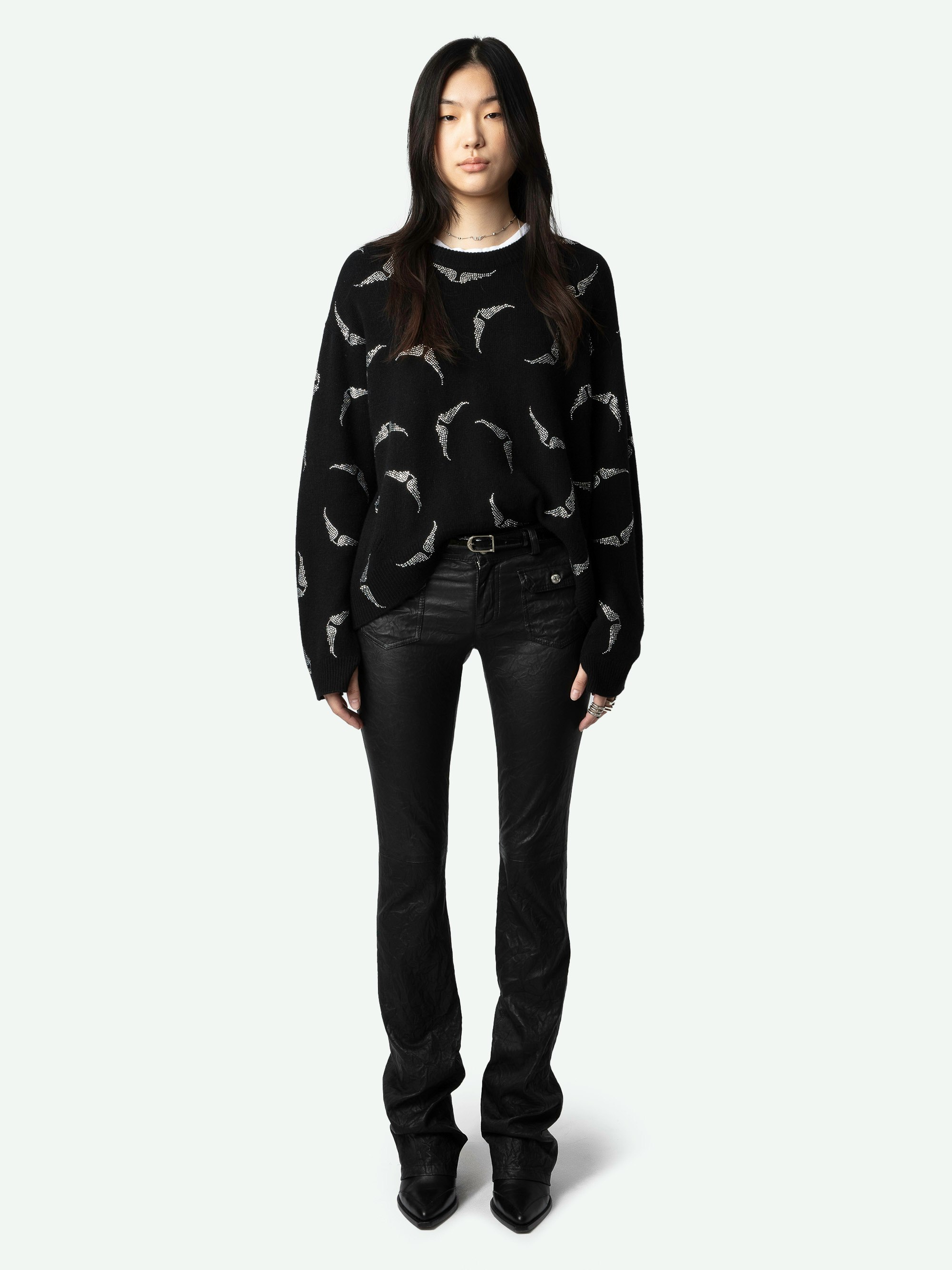 Markus Loose Cashmere Sweater with Diamanté Wings | Zadig&Voltaire