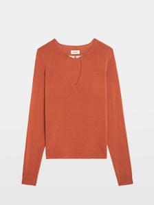 Sayan V-Neck Knitted Orange Top