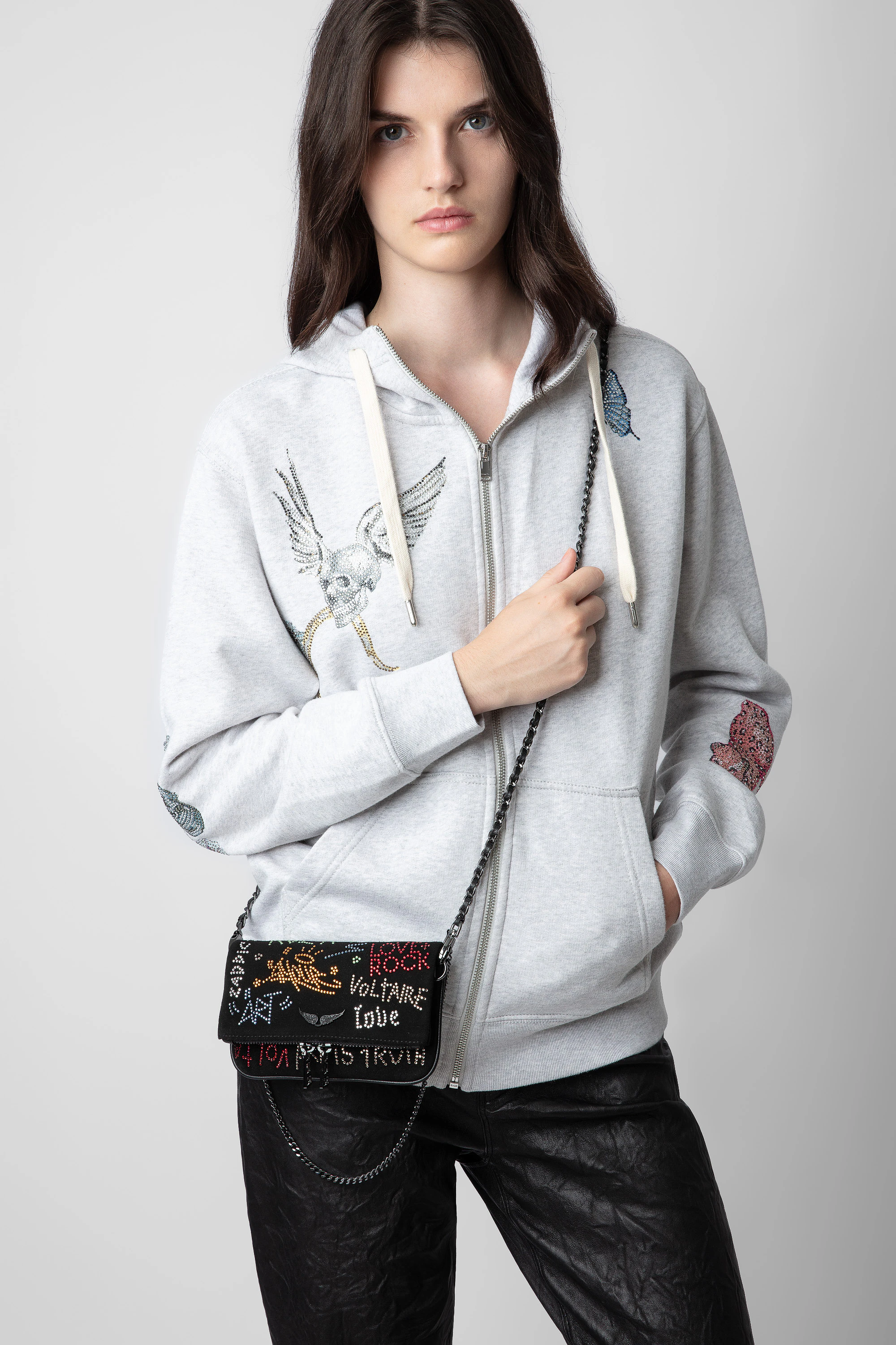 Rock Nano Suede Tag Diamanté Clutch thumbnail 6