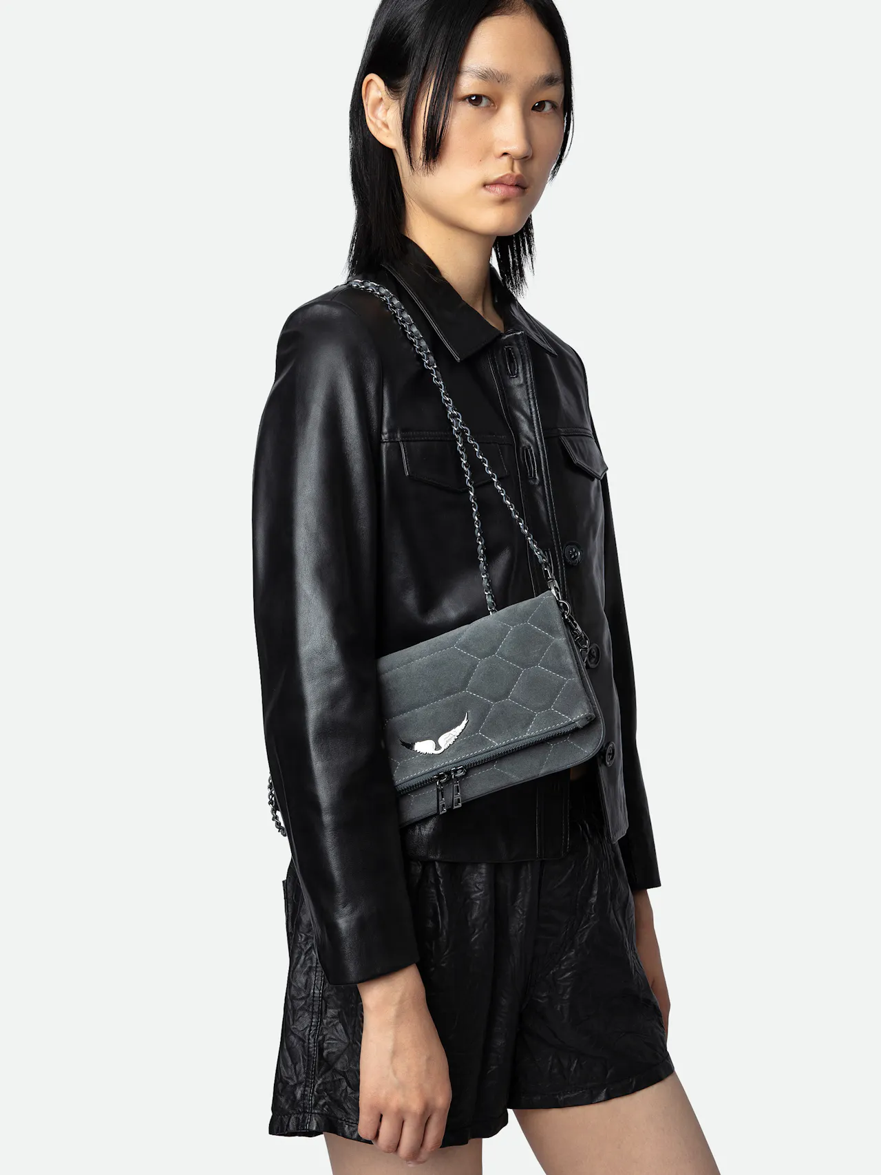 Bolso de mano Rock de ante acolchado 5