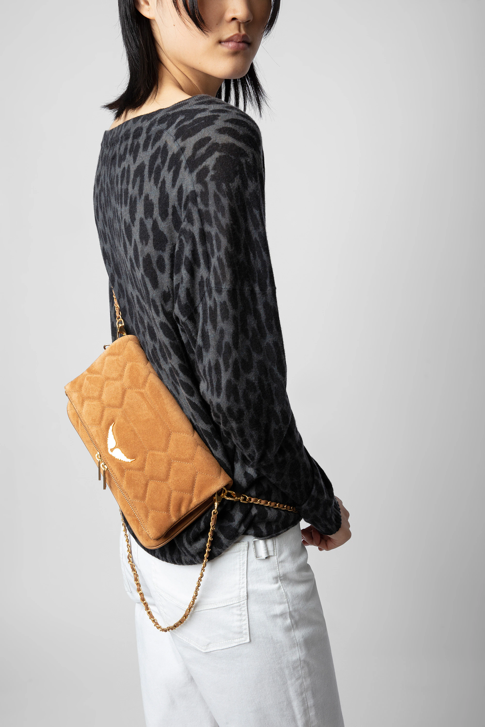 Bolso de mano Rock de ante acolchado 5