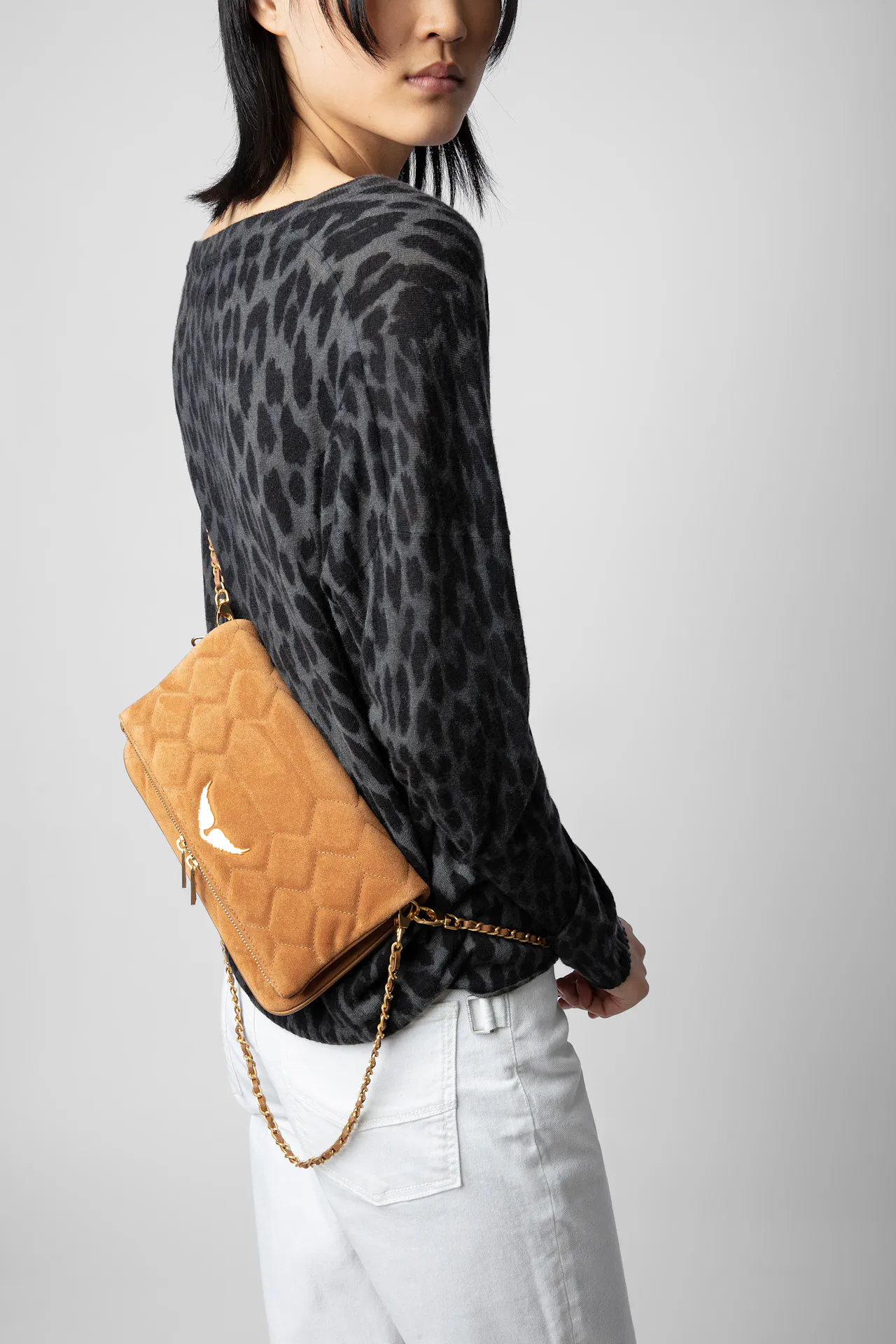 Bolso de mano Rock de ante acolchado 5