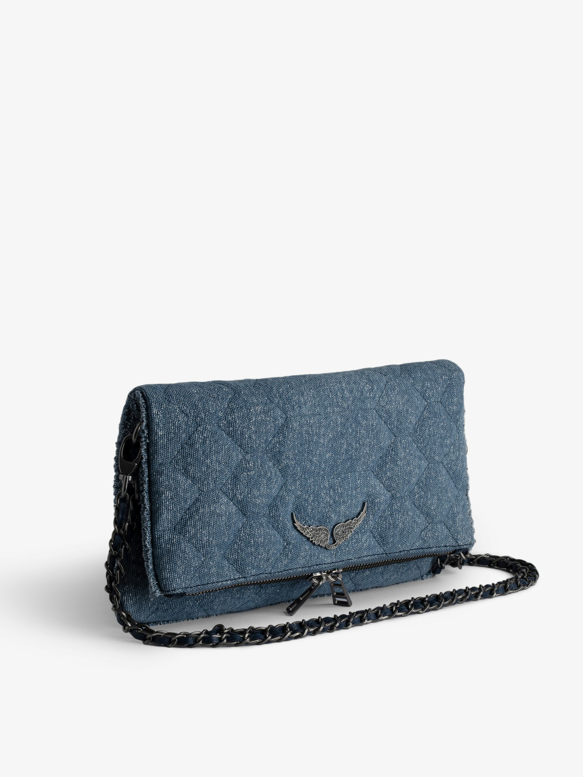 Rock Glitter Quilted Denim Clutch 4