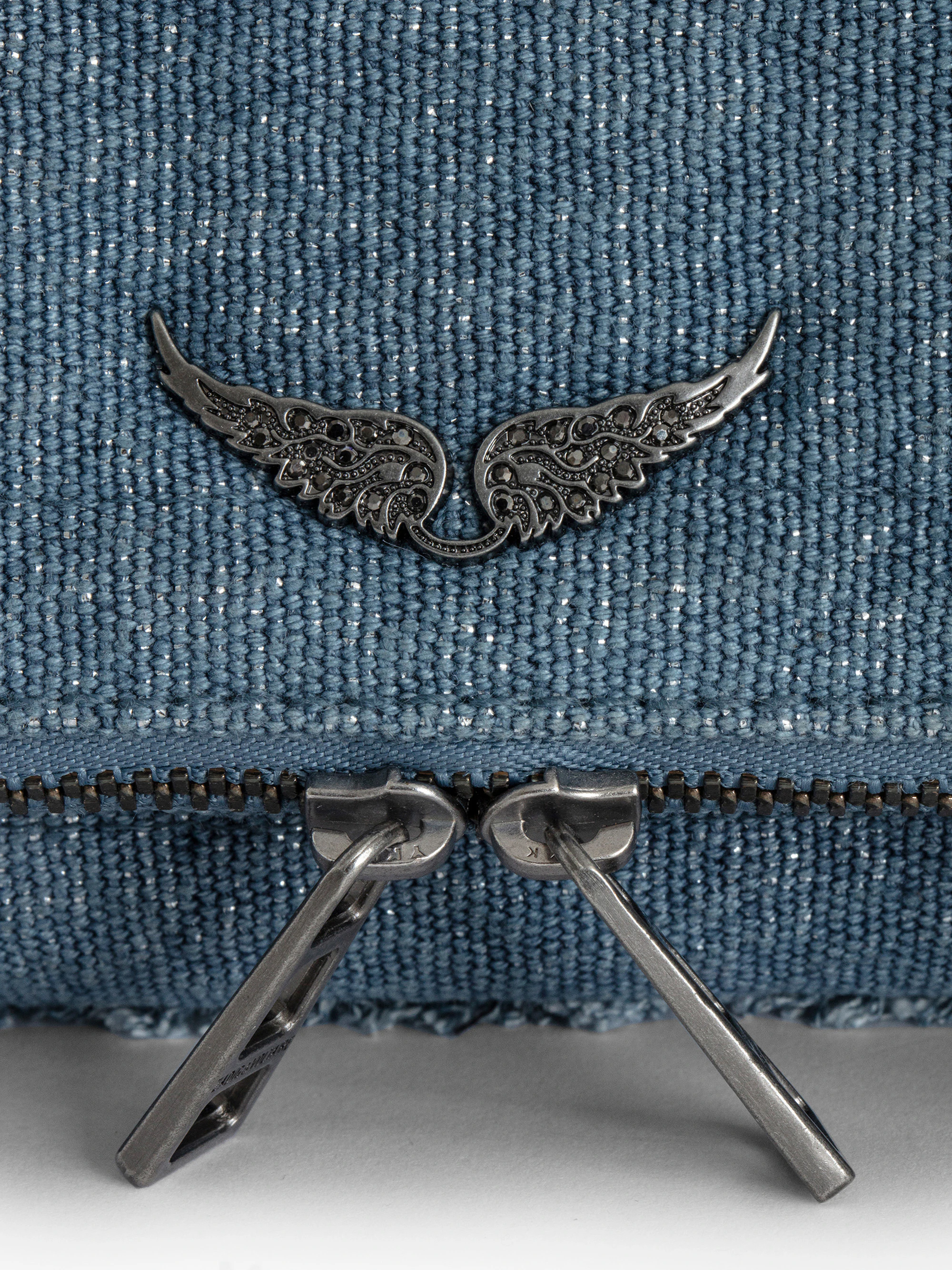 Rock Nano Glitter Denim Quilted Clutch thumbnail 3