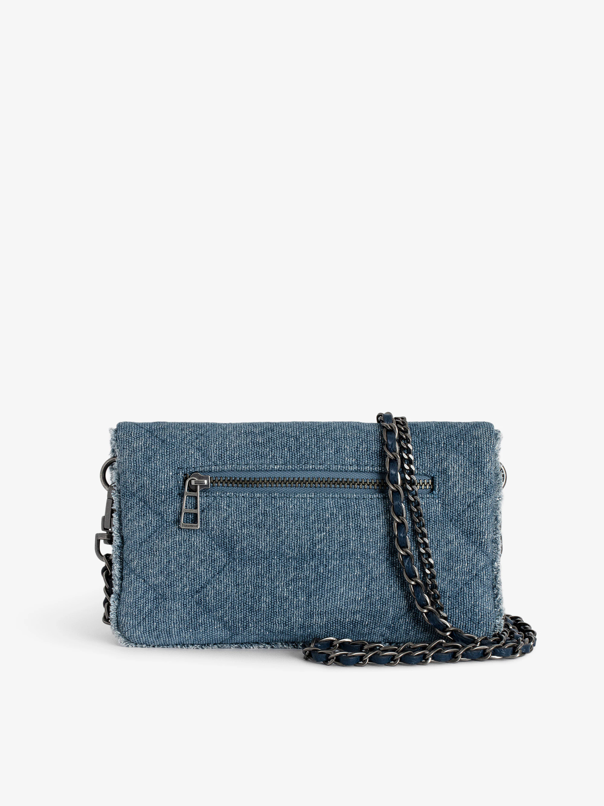 Rock Nano Glitter Denim Quilted Clutch thumbnail 2