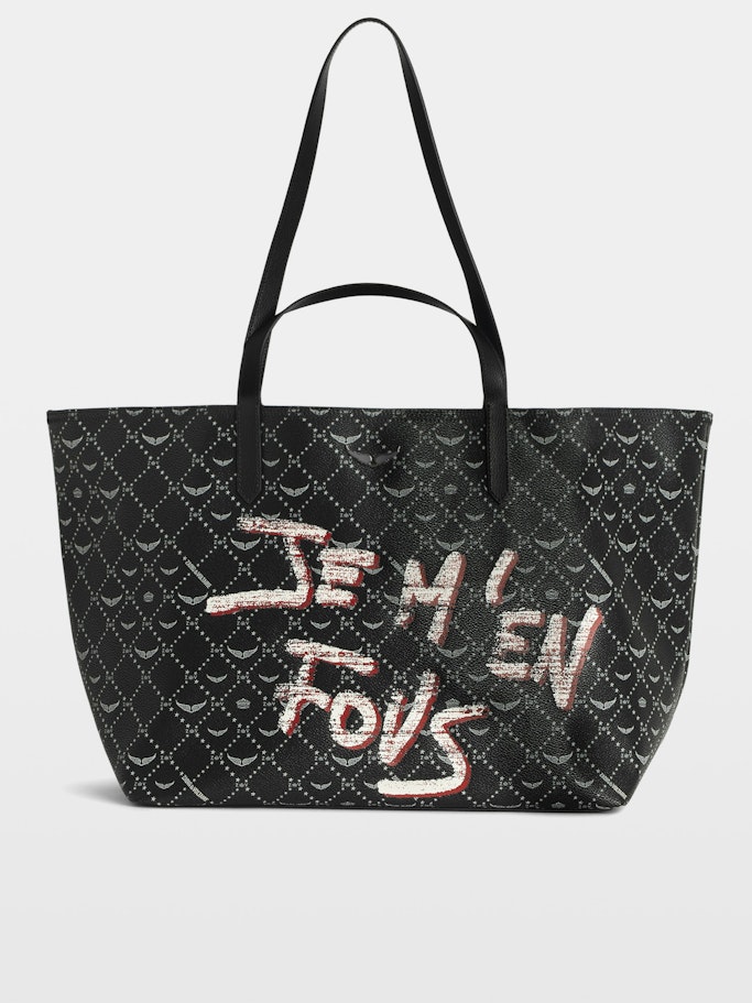 Zadig & Voltaire Z Monogram Xl Shopper Graffiti Tote Bag In Black
