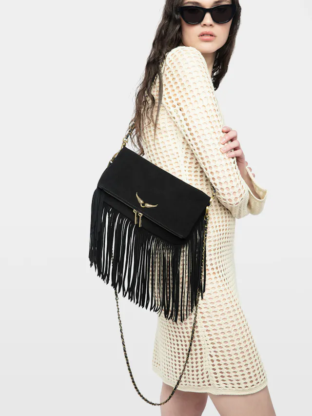Rock Suede Fringes Clutch