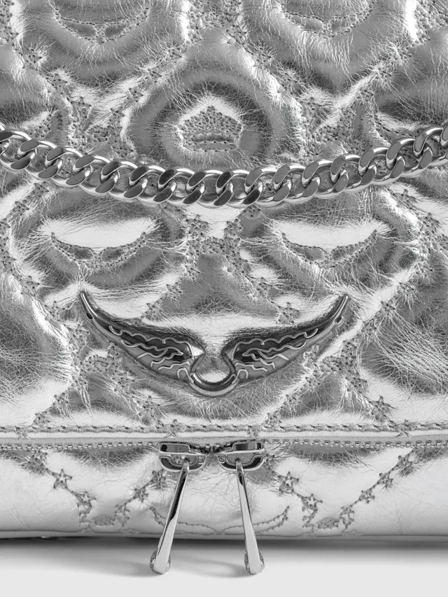 Rock II Silver Metallic Clutch