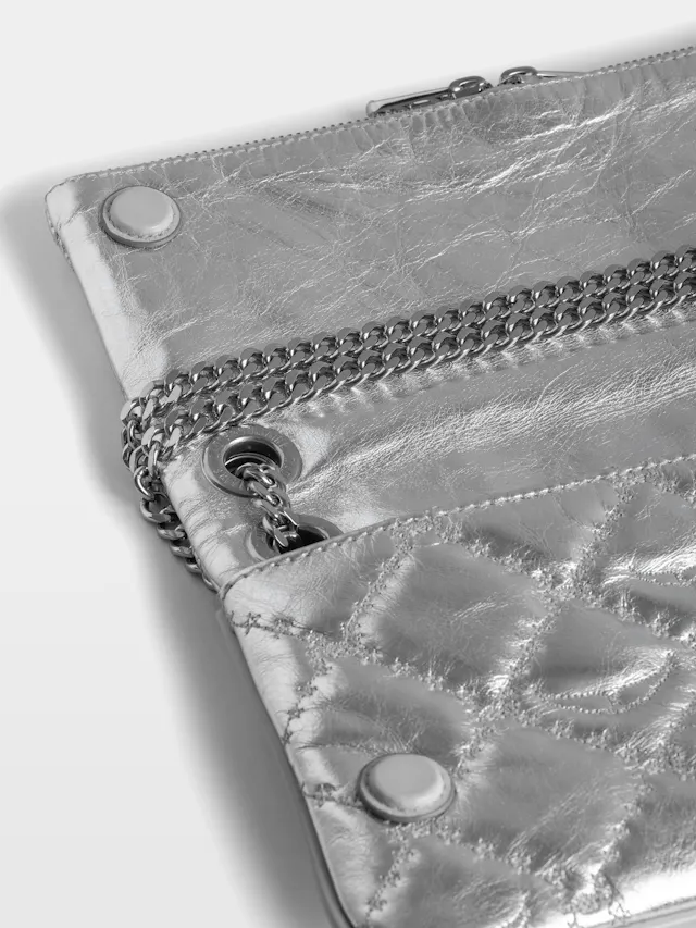 Rock II Silver Metallic Clutch