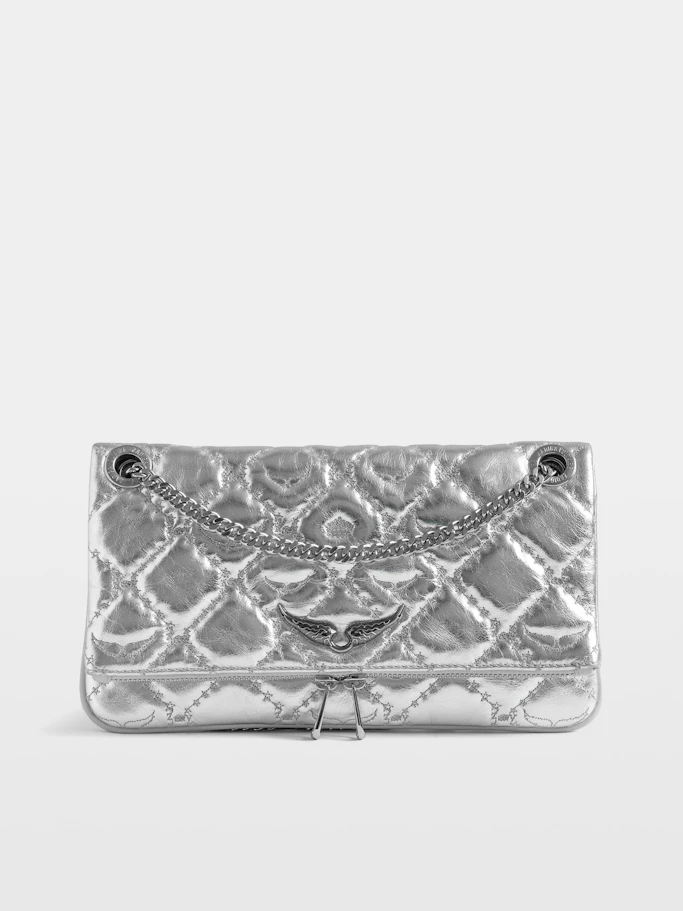 Zadig & Voltaire Rock II Silver Metallic Clutch