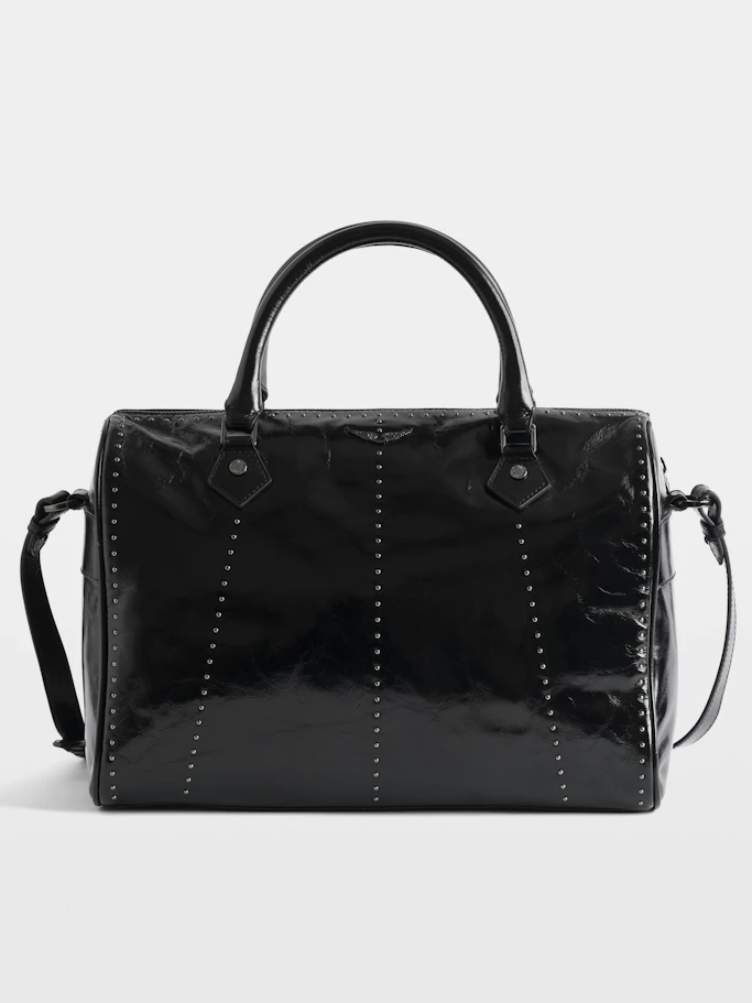 Zadig & Voltaire Studded Calfskin Top Handle Bag — Black