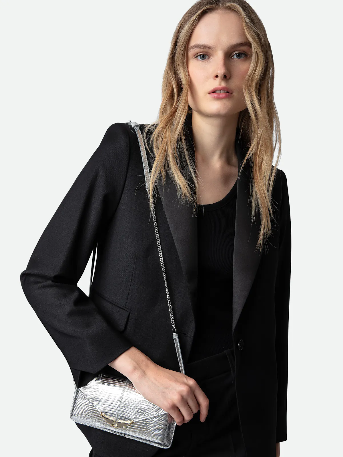 Borderline Embossed Metallic Clutch