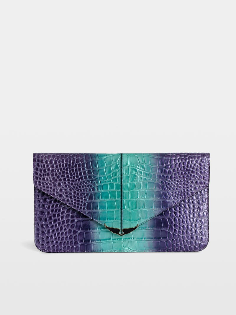 Borderline Embossed Metallic Clutch