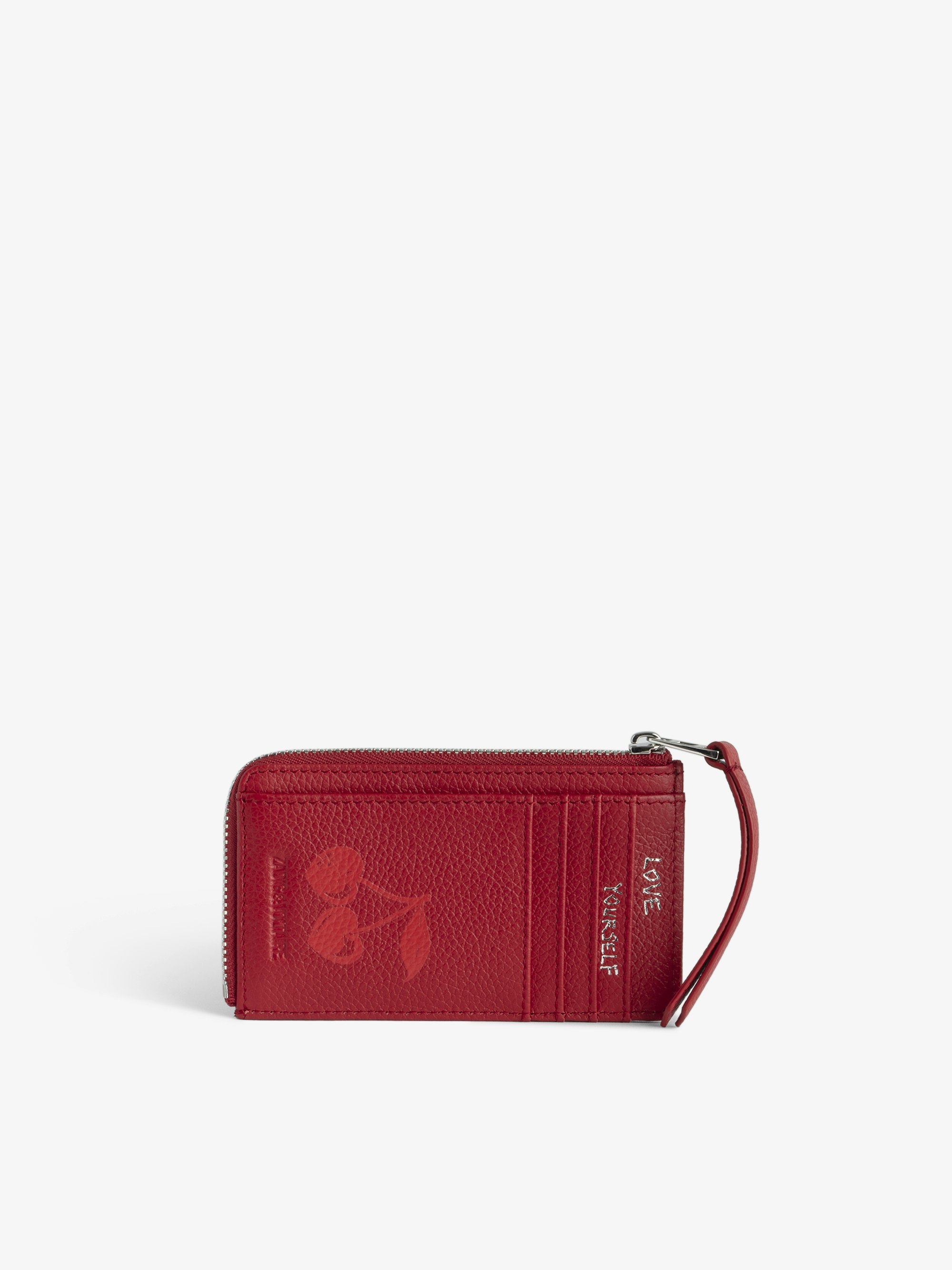 Red Grained Leather Card Holder Women | Zadig&Voltaire