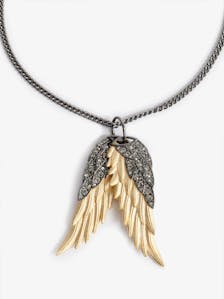 Rock Feather Pendant Necklace