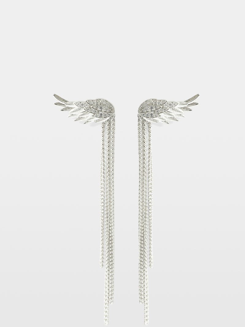 Rock Feather Chain Earrings