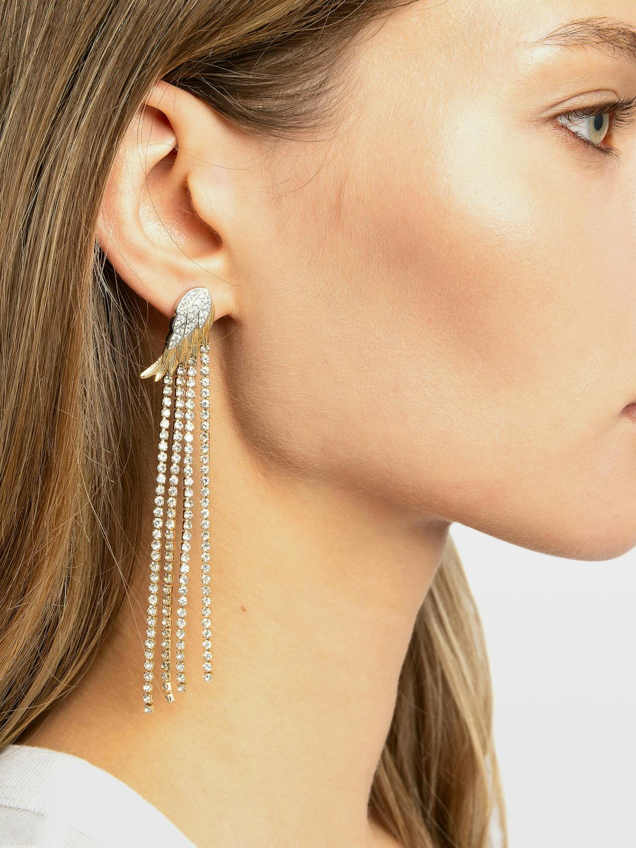 Rock Feather Strass Earrings