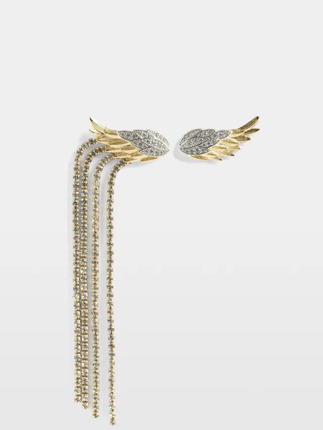 Rock Feather Strass Earrings