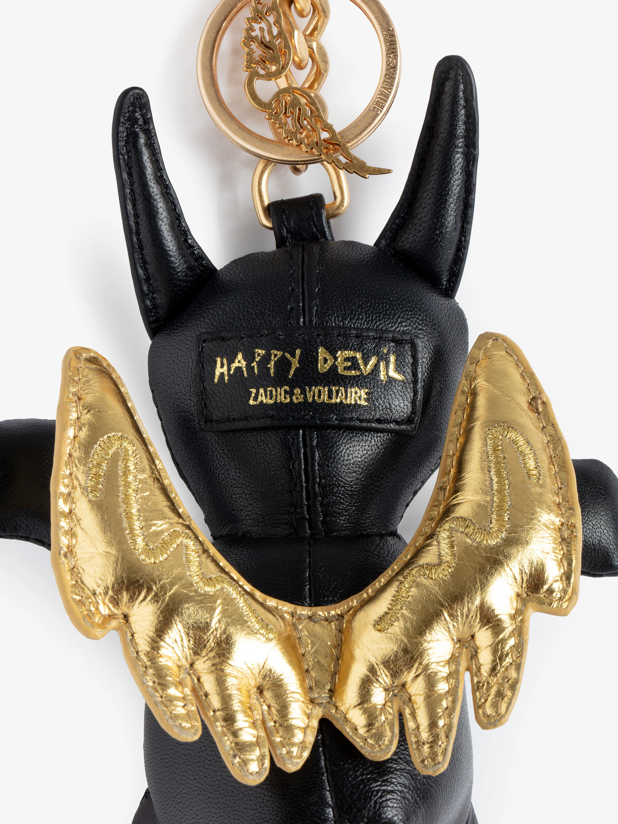 Happy Devil Keychain in Black Leather | Zadig&Voltaire