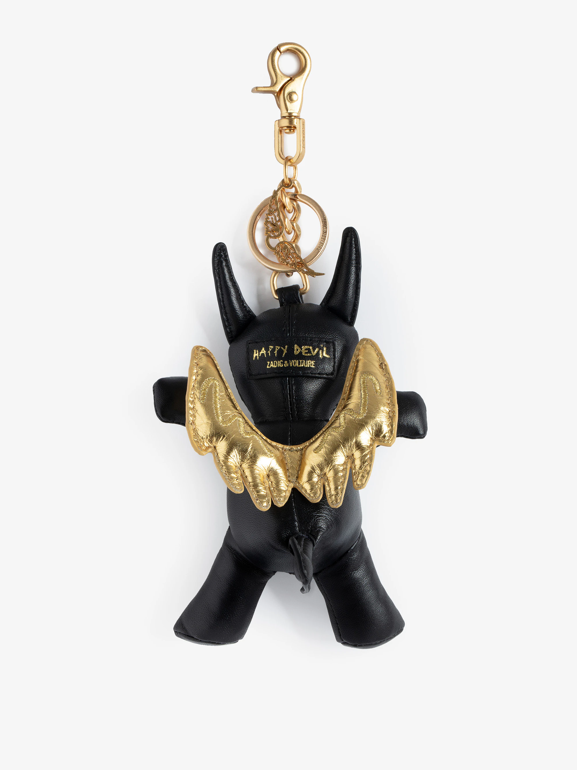 Happy Devil Keychain in Black Leather | Zadig&Voltaire
