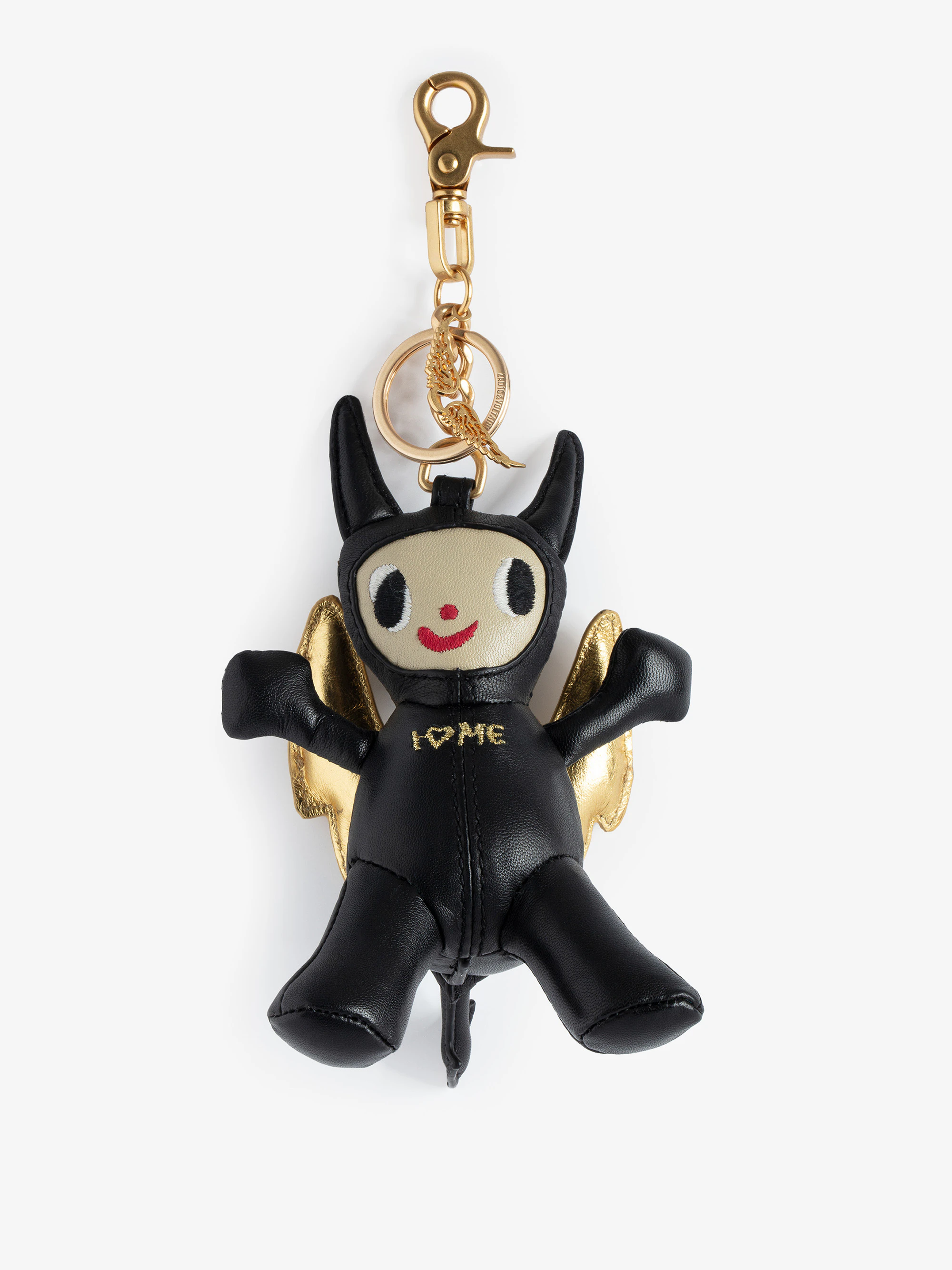 Happy Devil Keychain in Black Leather | Zadig&Voltaire