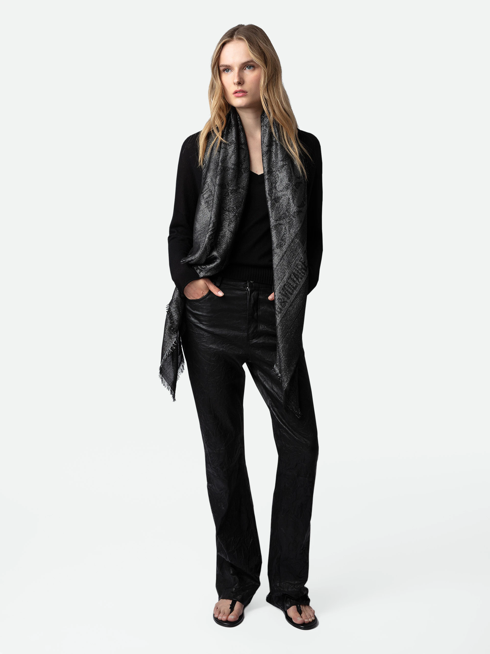 Glenn Rock Metallic Jacquard Scarf thumbnail 5