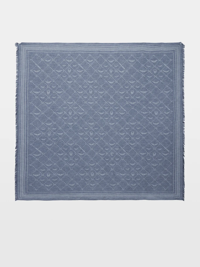 Zadig & Voltaire Liz Denim Monogram Scarf In Blue