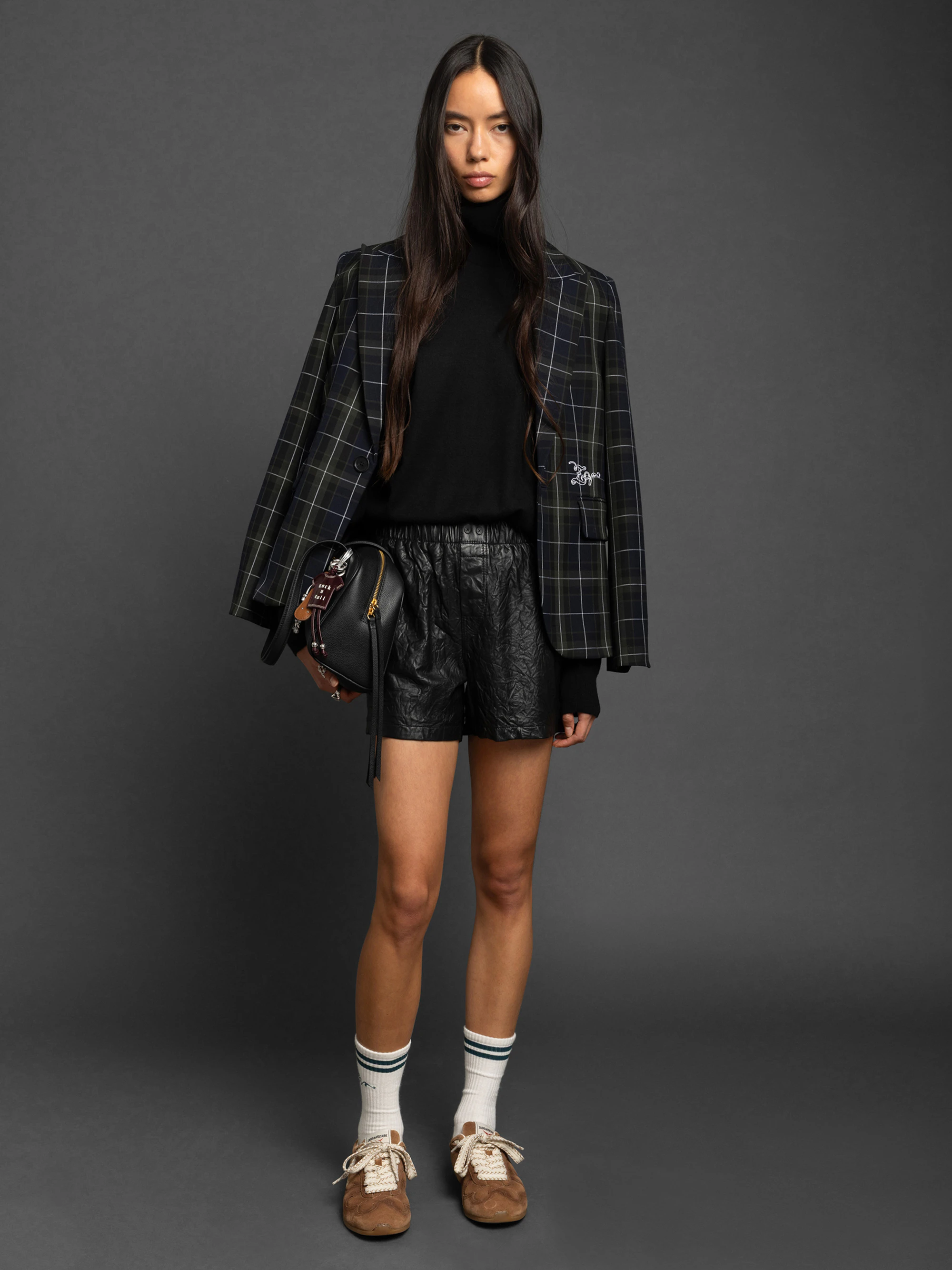 Pax Crinkled Leather Shorts