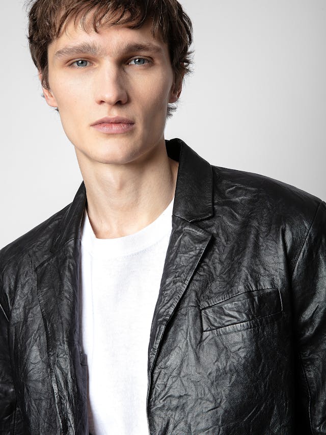 Valfried Crinkled Leather Blazer