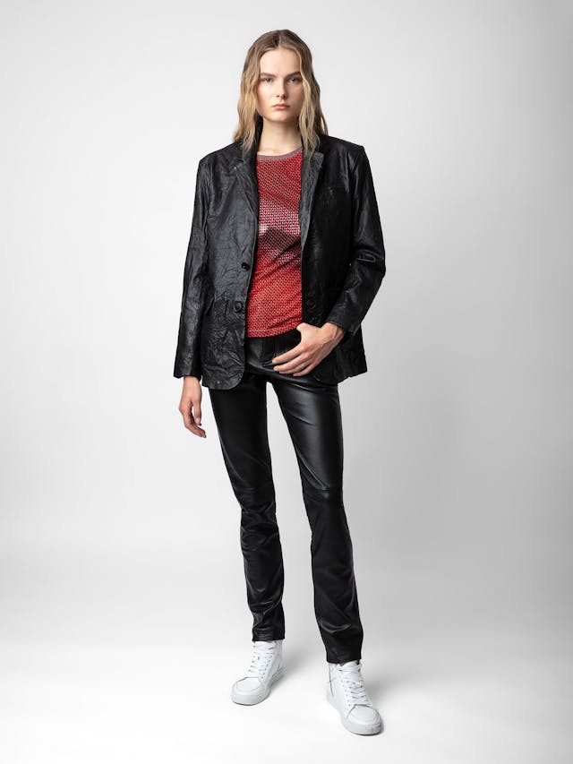 Valfried Crinkled Leather Blazer