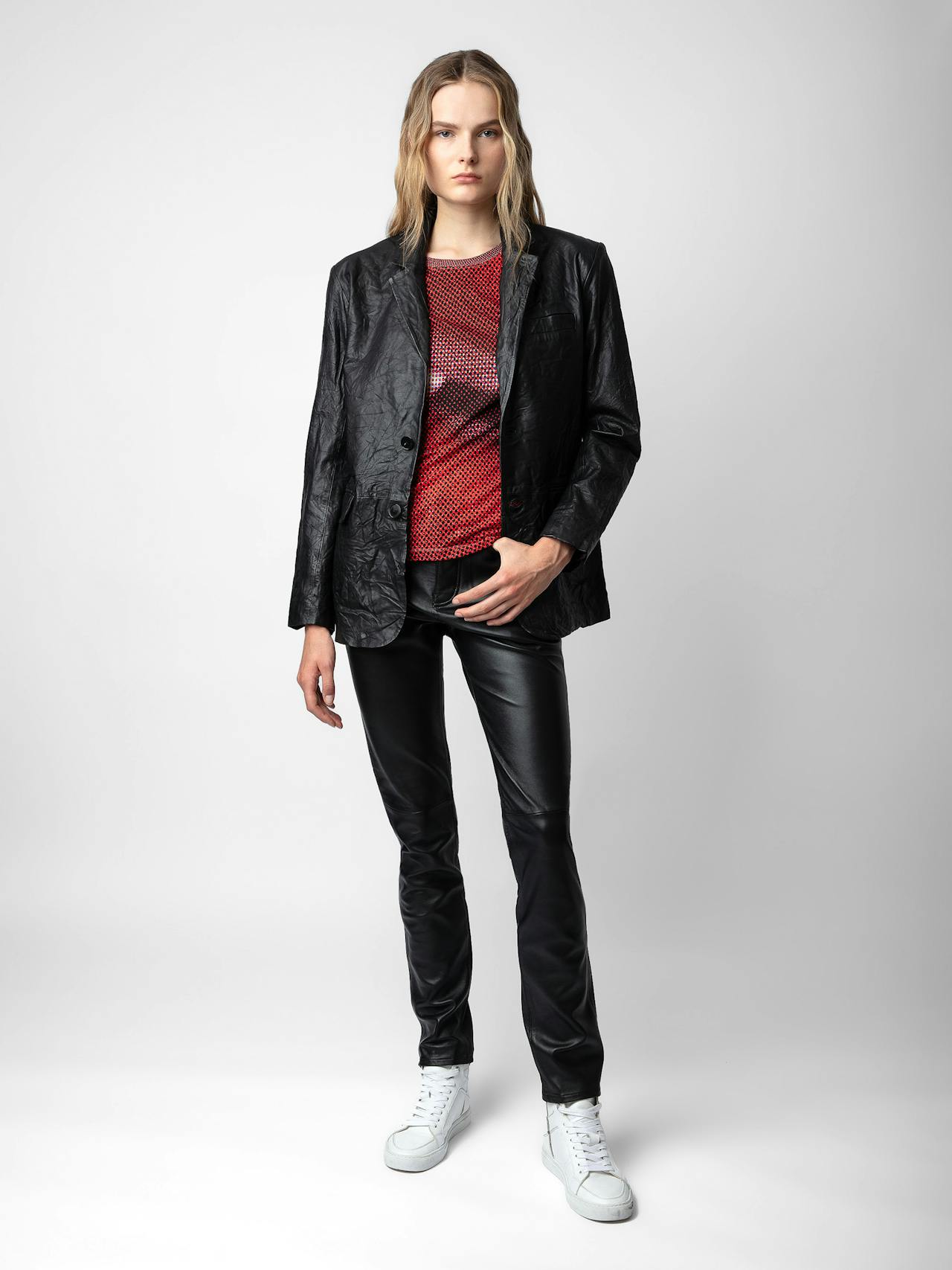 Valfried Crinkled Leather Blazer