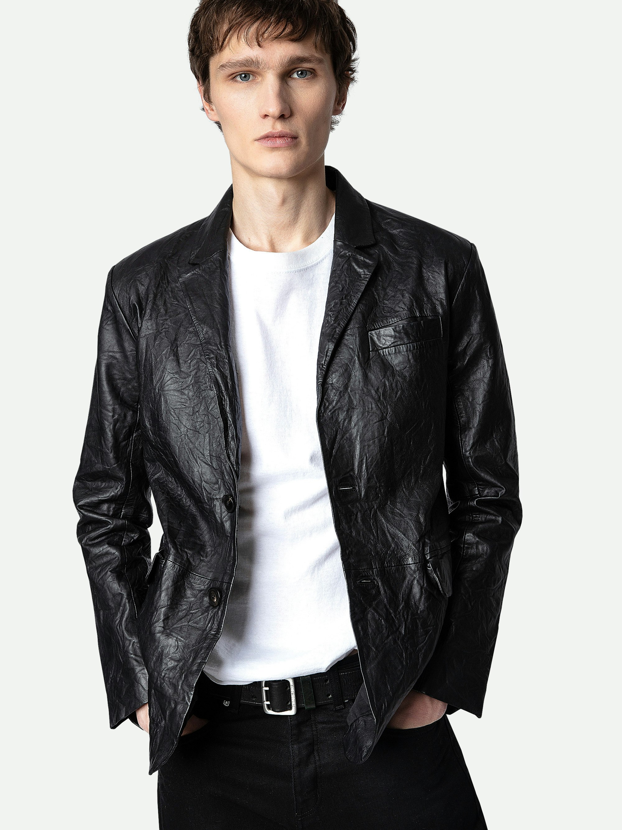 Valfried Crinkled Leather Blazer