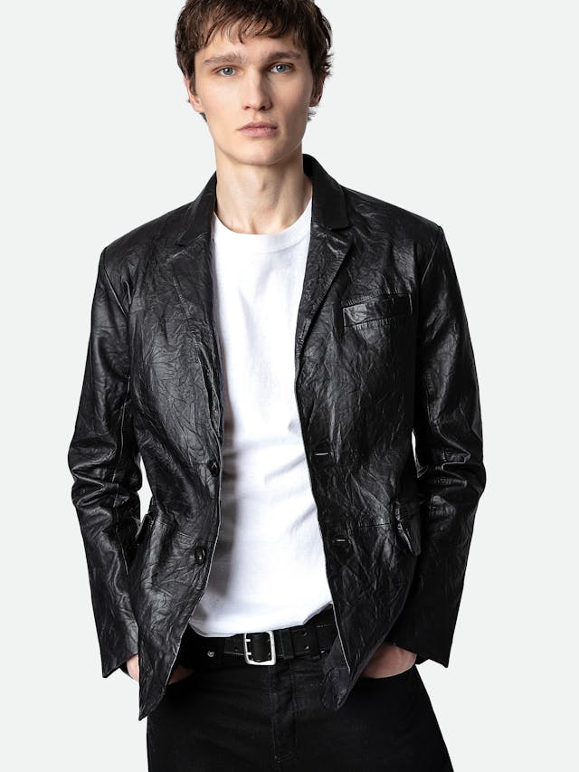 Valfried Crinkled Leather Blazer