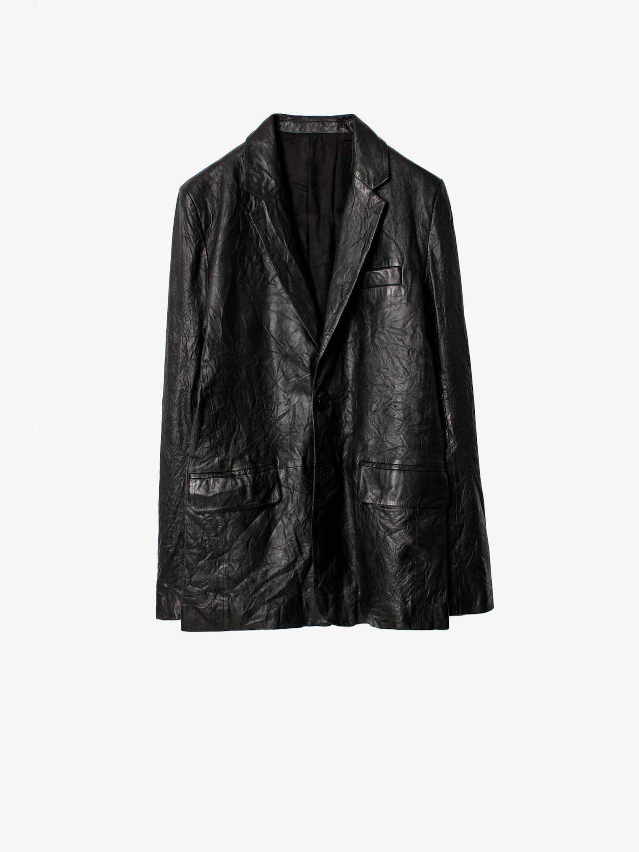 Valfried Crinkled Leather Blazer